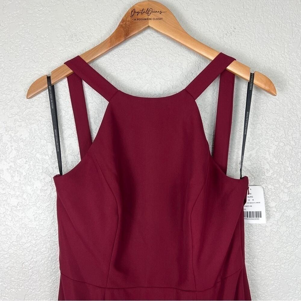 Dessy Collection High-Neck Backless Crepe Trumpet Gown NWT Burgundy Red Dress 10 - Picture 3 of 11